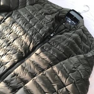 Mens Quilted Moto Down Puffer Military Green